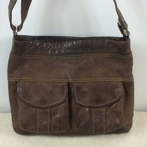 Fossil brown distress leather bag. No. 75082